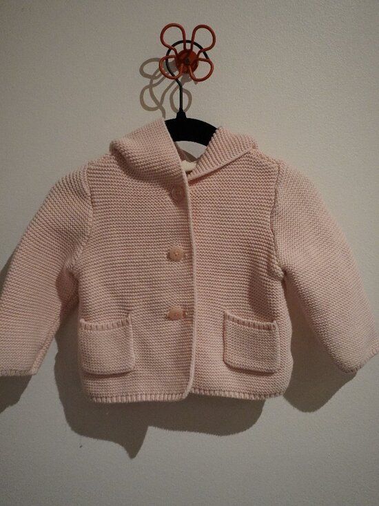 GAP Other - Baby Gap Bear Knit Sweater 6-12M Pink Button Closure 100% Cotton